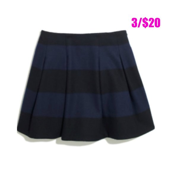 Madewell Dresses & Skirts - J CREW MADEWELL Blue Black Stripe Wool Blend Skirt